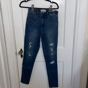 A&F distressed curve love jeans